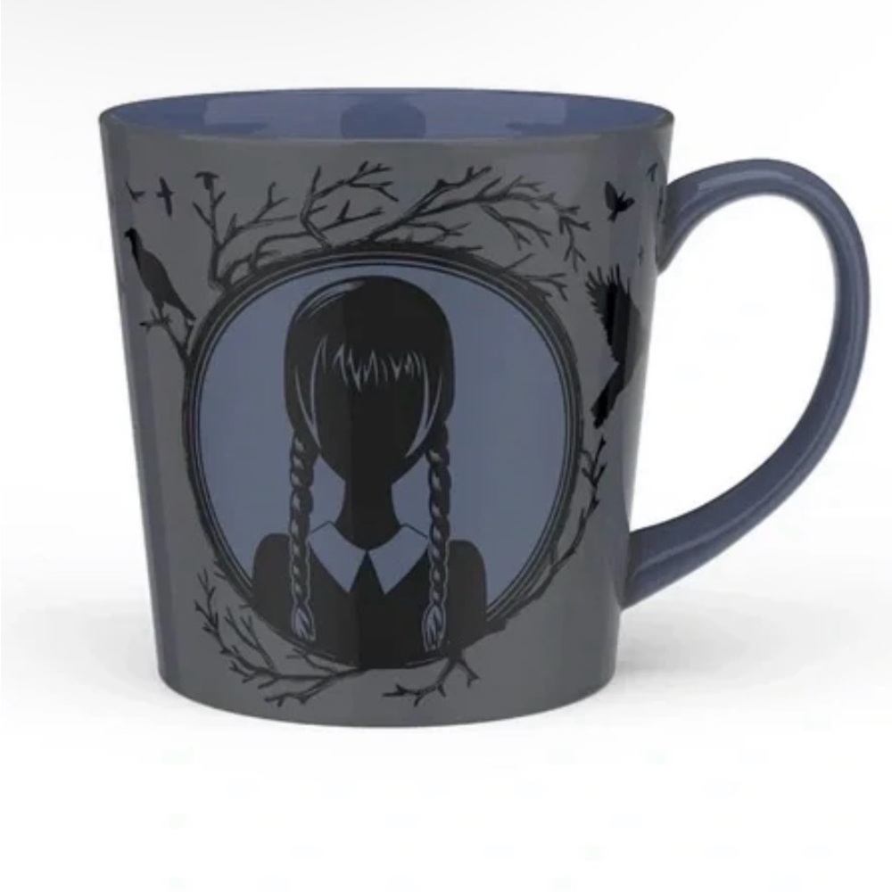 Dark Gray Gothic Girl Ceramic Mug - Blue Interior